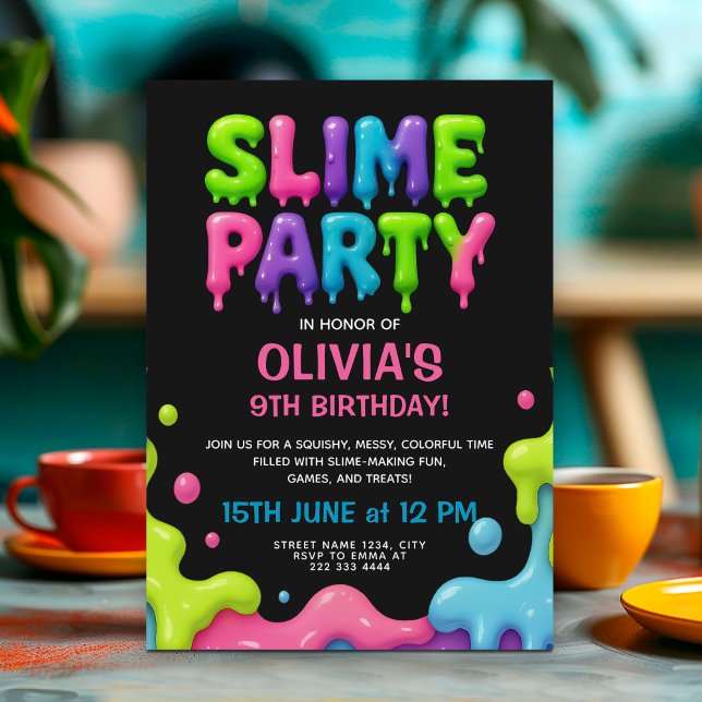 Colourful Slime Party Birthday with Dripping Goo Invitation (Creator Uploaded)