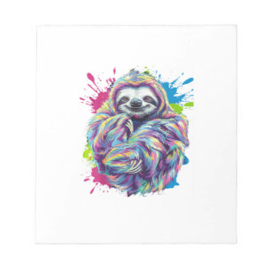 Colourful Sloth Cute Animal Art Funny Graphic Tee  Notepad