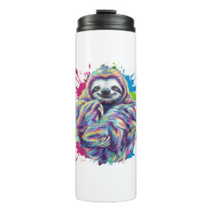 Colourful Sloth Cute Animal Art Funny Graphic Tee Thermal Tumbler