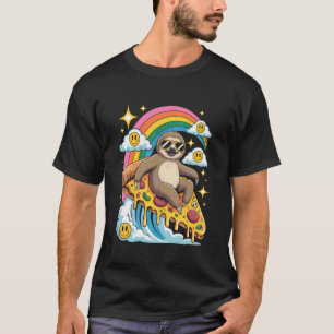 Colourful Sloth Pizza Slice Rainbow Concert Party T-Shirt