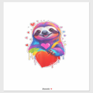 Colourful Sloth T-Shirt - Rainbow Sloth Heart Anim
