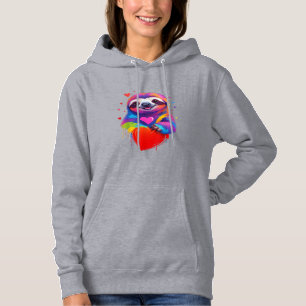Colourful Sloth T-Shirt - Rainbow Sloth Heart Anim Hoodie