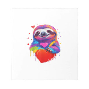 Colourful Sloth T-Shirt - Rainbow Sloth Heart Anim Notepad