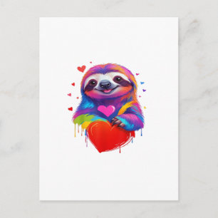 Colourful Sloth T-Shirt - Rainbow Sloth Heart Anim Postcard