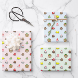 Colourful Small Cakes Wrapping Paper Sheet
