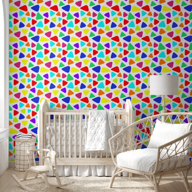 Colourful Small Triangle Repeat Pattern Wallpaper (Kids)