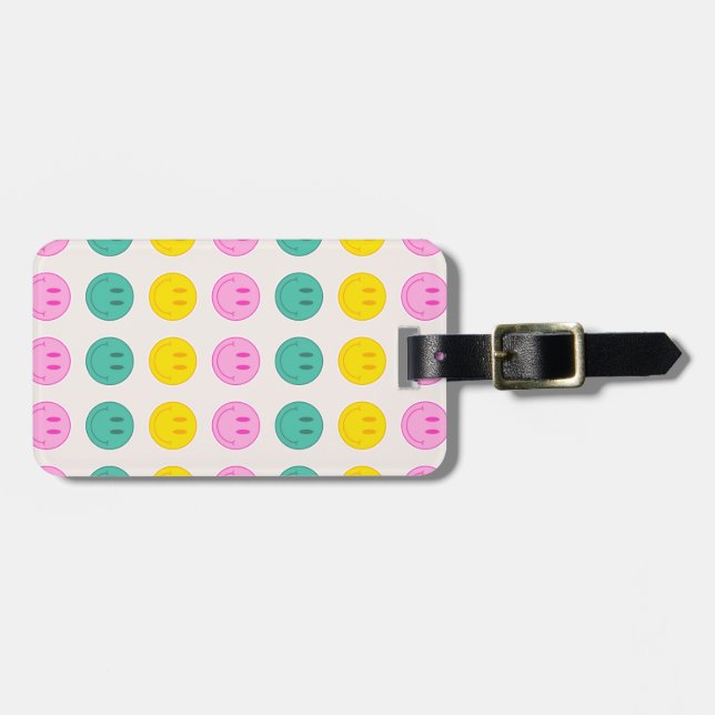 Colourful Smile Emoji Luggage Tag (Front Horizontal)