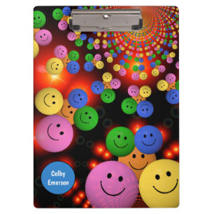 Colourful Smile Faces & Cute Happy Smiles Bubbles Clipboard