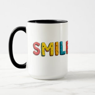 Colourful "SMILE" Two-Tone Coffee Mug