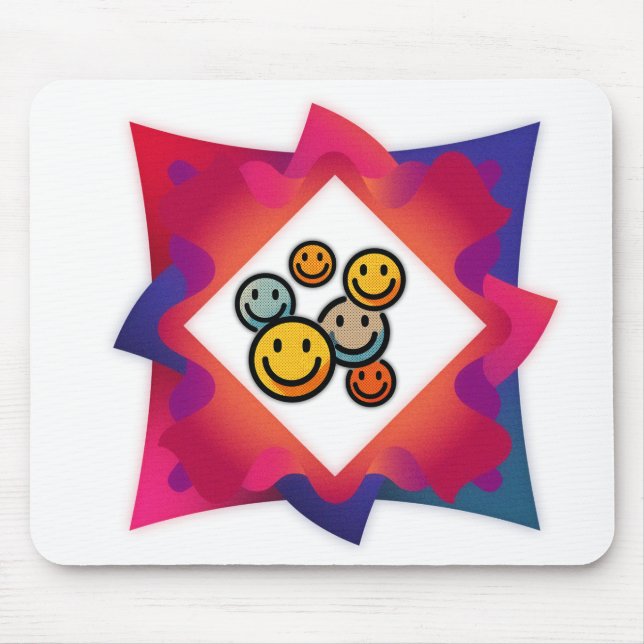 Colourful Smiley Face Abstract Mouse Pad (Front)