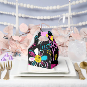 Colourful Smiley Flower Graffiti Pattern Baby Bib Favour Box