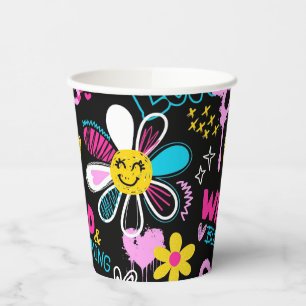 Colourful Smiley Flower Graffiti Pattern Baby Bib Paper Cups