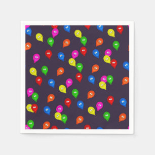 Colourful Smiling Balloons Black Paper Napkin