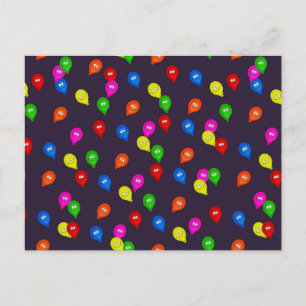 Colourful Smiling Balloons Black Postcard
