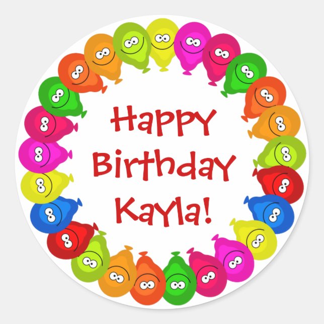 Colourful Smiling Balloons Classic Round Sticker (Front)
