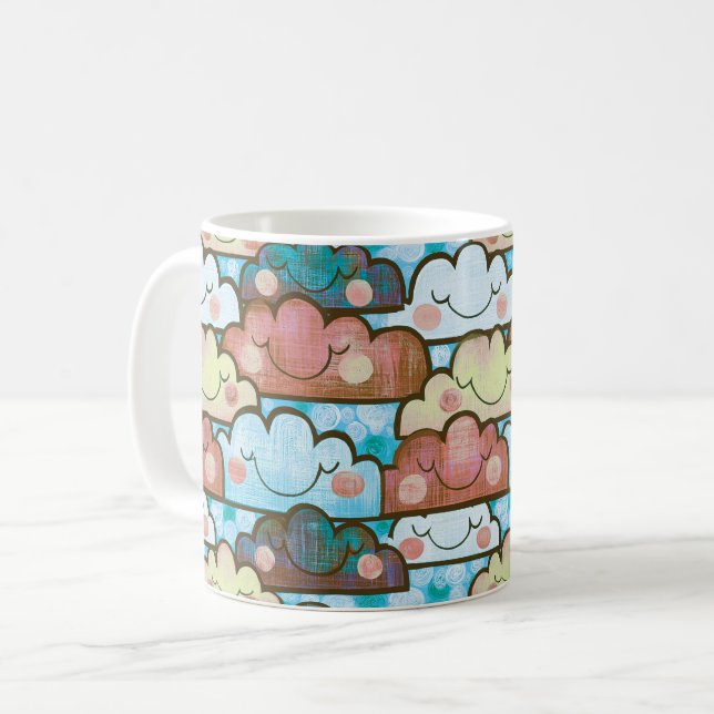 Colourful Smiling Clouds Coffee Mug (Front Left)