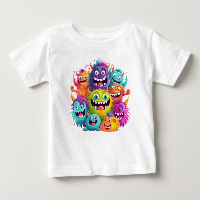 "Colourful Smiling Faces Baby Tee" T-Shirt (Front)