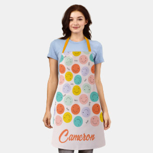 Colourful Smiling Happy Face Pattern Apron