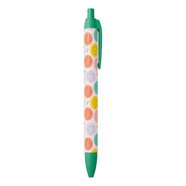 Colourful Smiling Happy Face Pattern Black Ink Pen (Bottom (Vertical))