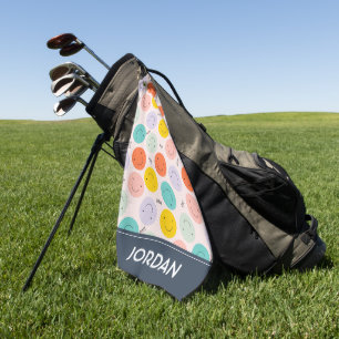 Colourful Smiling Happy Face Pattern Golf Towel