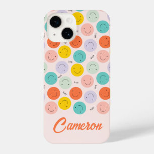 Colourful Smiling Happy Face Pattern iPhone 14 Case