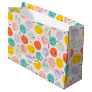 Colourful Smiling Happy Face Pattern Large Gift Bag