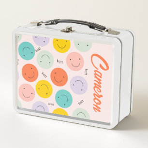Colourful Smiling Happy Face Pattern Metal Lunch Box