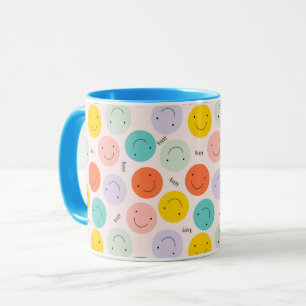 Colourful Smiling Happy Face Pattern Mug