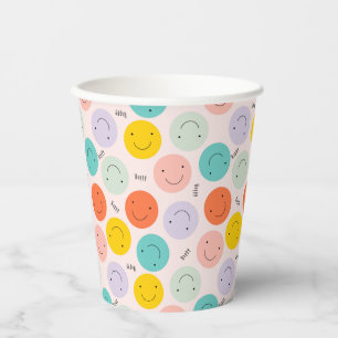 Colourful Smiling Happy Face Pattern Paper Cups