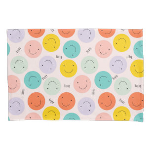 Colourful Smiling Happy Face Pattern Pillowcase