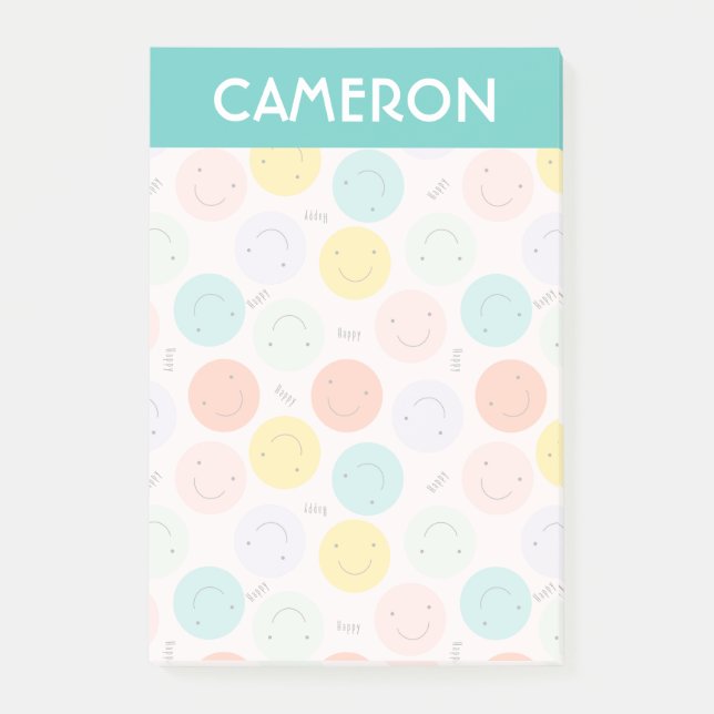 Colourful Smiling Happy Face Pattern Post-it Notes (Front)