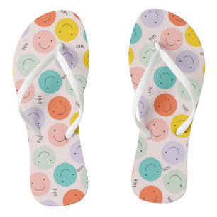 Colourful Smiling Happy Face Pattern Thongs