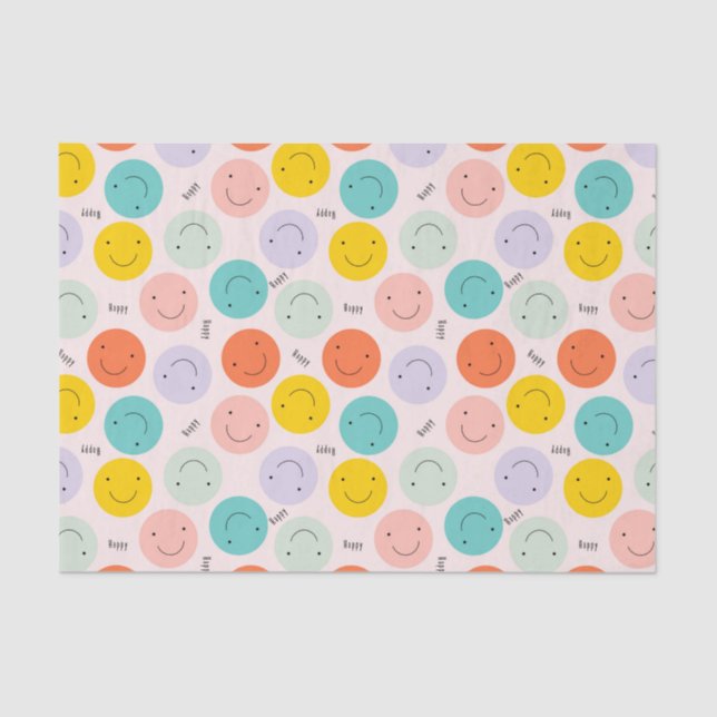 Colourful Smiling Happy Face Pattern Tissue Paper (Front)