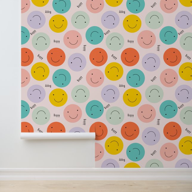 Colourful Smiling Happy Face Pattern Wallpaper (Application)
