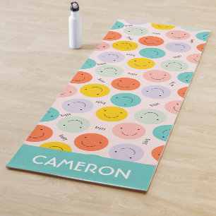 Colourful Smiling Happy Face Pattern Yoga Mat