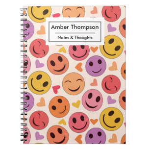 Colourful Smiling Happy faces with hearts custom  Notebook