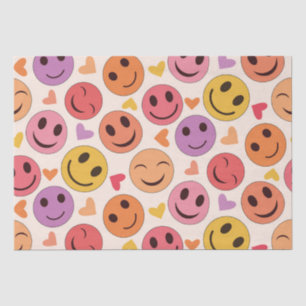 Colourful Smiling Happy faces with hearts   Tissue Paper