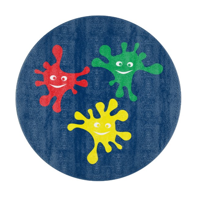 Colourful smiling ink blots cutting board (Front)