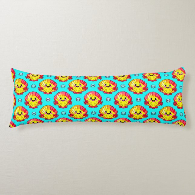 Colourful Smiling Seashells and Crabs Body Cushion (Front)