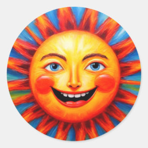 Colourful Smiling Sun Stickers