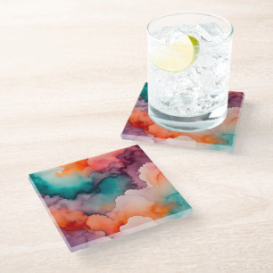 Colourful Smoke Art Glass Coaster