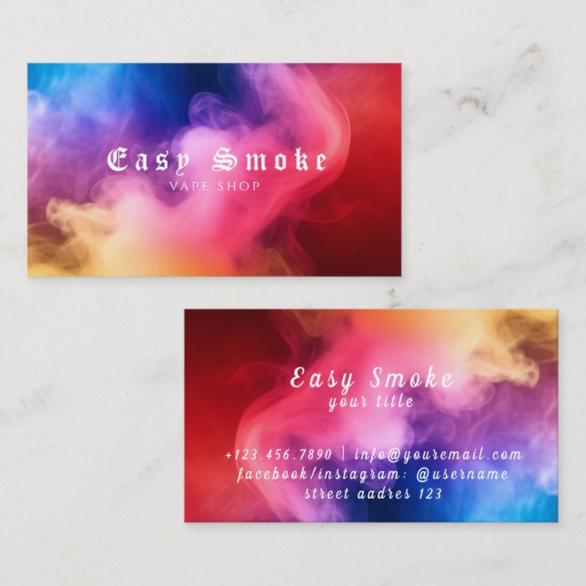 Colourful Smoke Vape Shop Business Card (Front/Back)