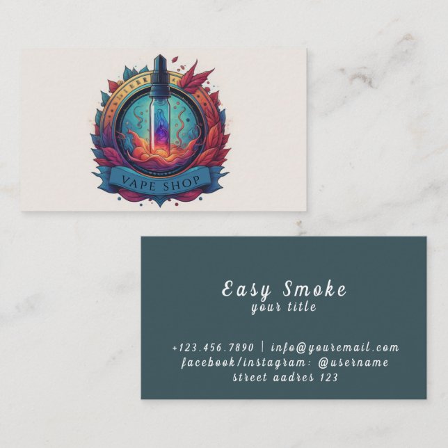 Colourful Smoke Vape Shop Business Card (Front/Back)