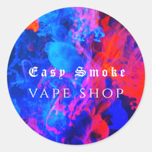 Colourful Smoke Vape Shop Business  Classic Round Sticker
