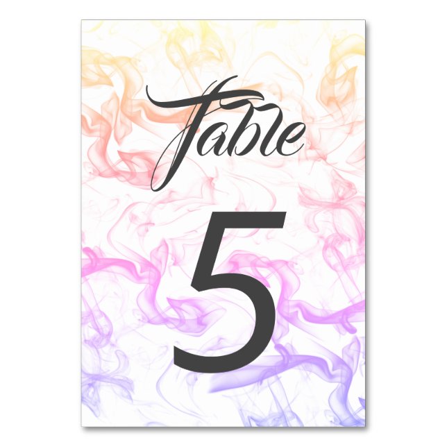 Colourful Smokey Mist Background Table Number (Front)