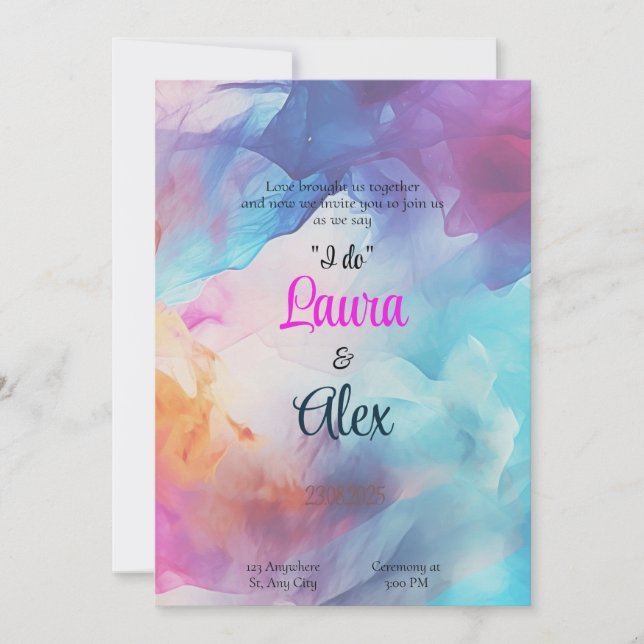 Colourful Smoky Wedding Invitation (Front)