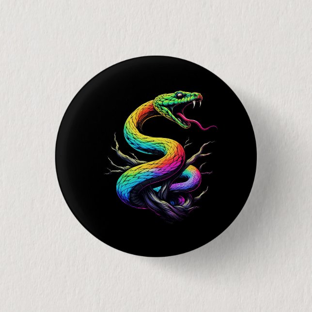 Colourful Snake Illustration 3 Cm Round Badge (Front)