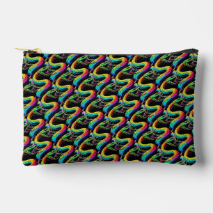 Colourful Snake Illustration Accessory Pouch