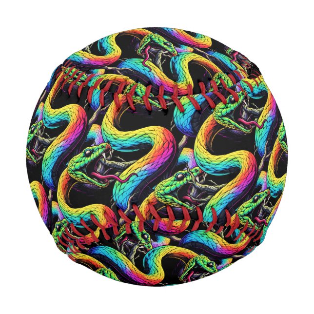 Colourful Snake Illustration Baseball (Front)