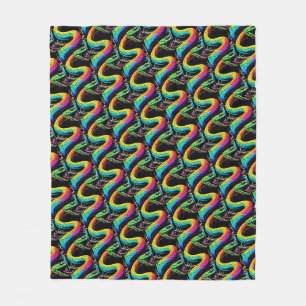 Colourful Snake Illustration Fleece Blanket